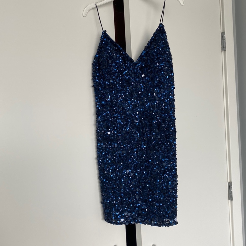 Adrianna Papell Dark Blue Sequin Mini Dress, Size 0